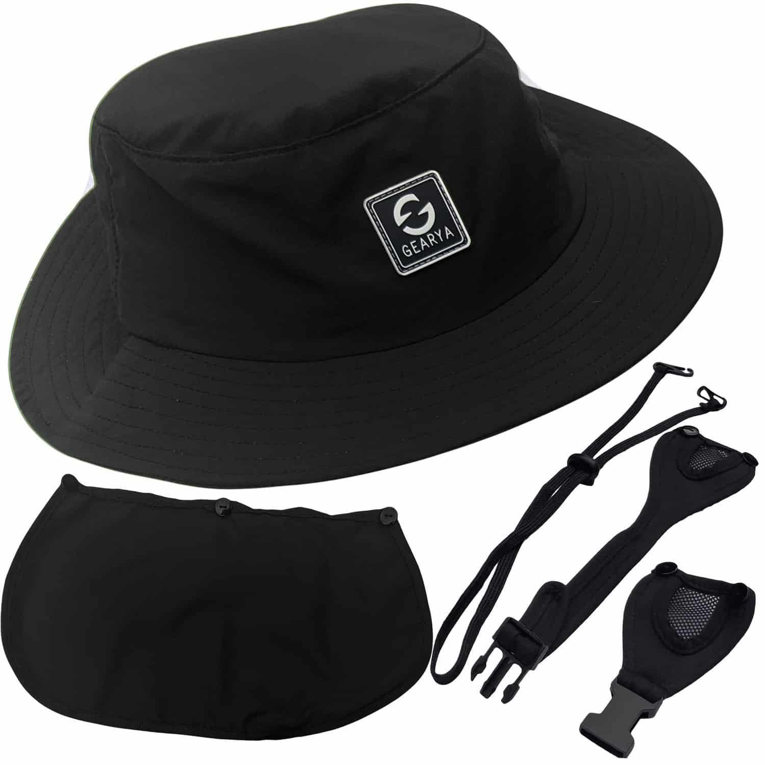 Black Surf Hat - Ultimate Sun Protection with Removable Straps
