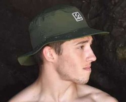 Green Surf Hat Black Closeup Green Surf Hat Black Closeup